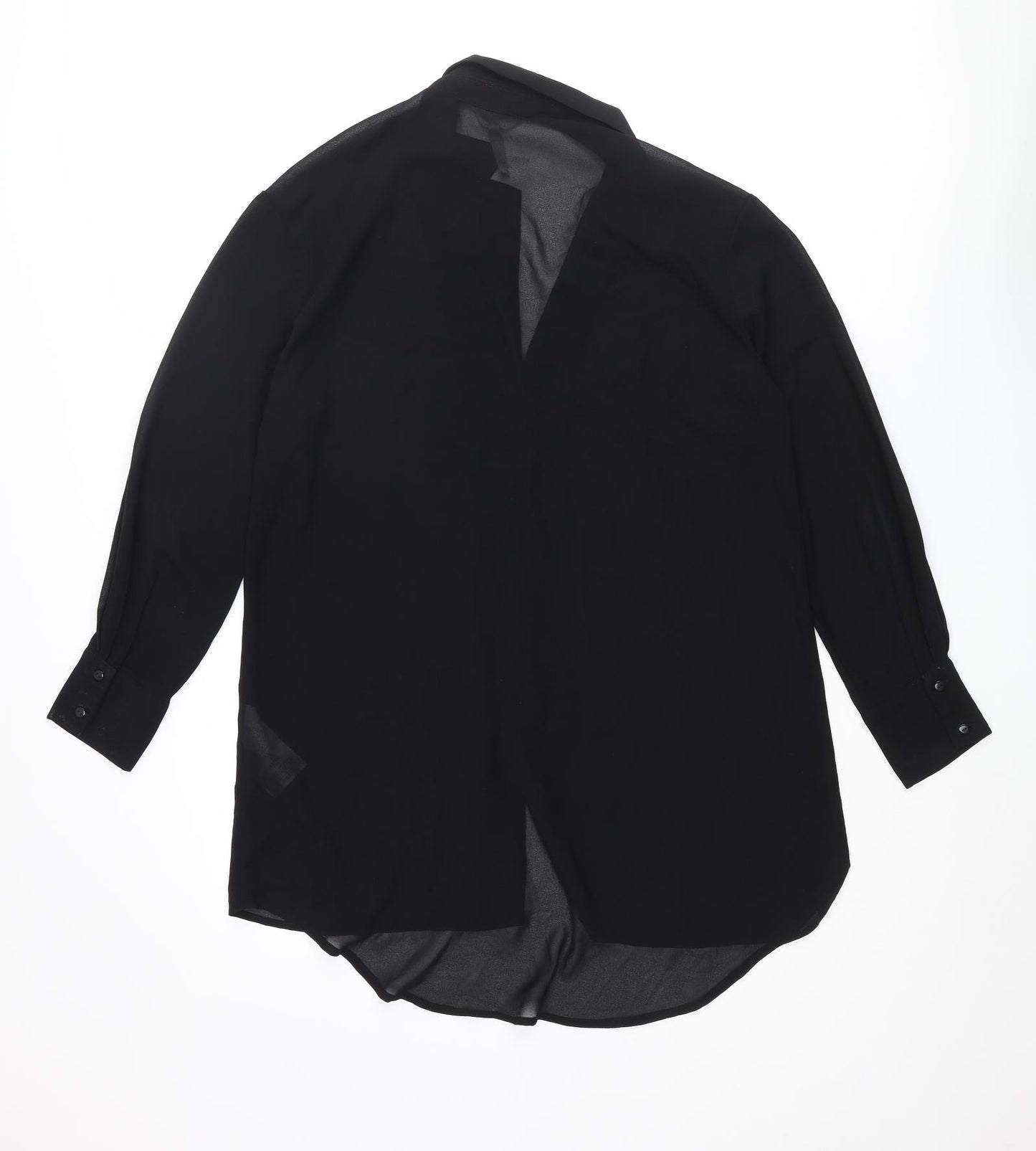 Object Womens Black Polyester Tunic Button-Up Size 10 Collared