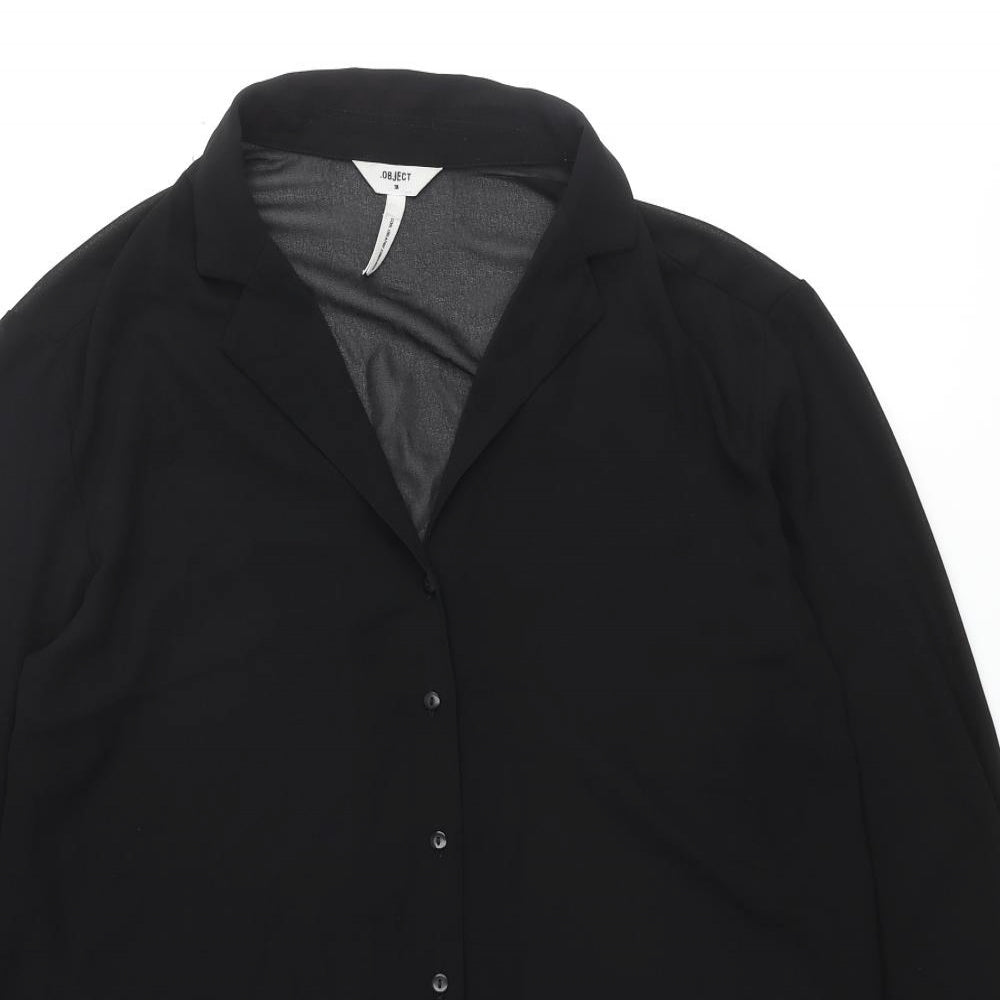 Object Womens Black Polyester Tunic Button-Up Size 10 Collared
