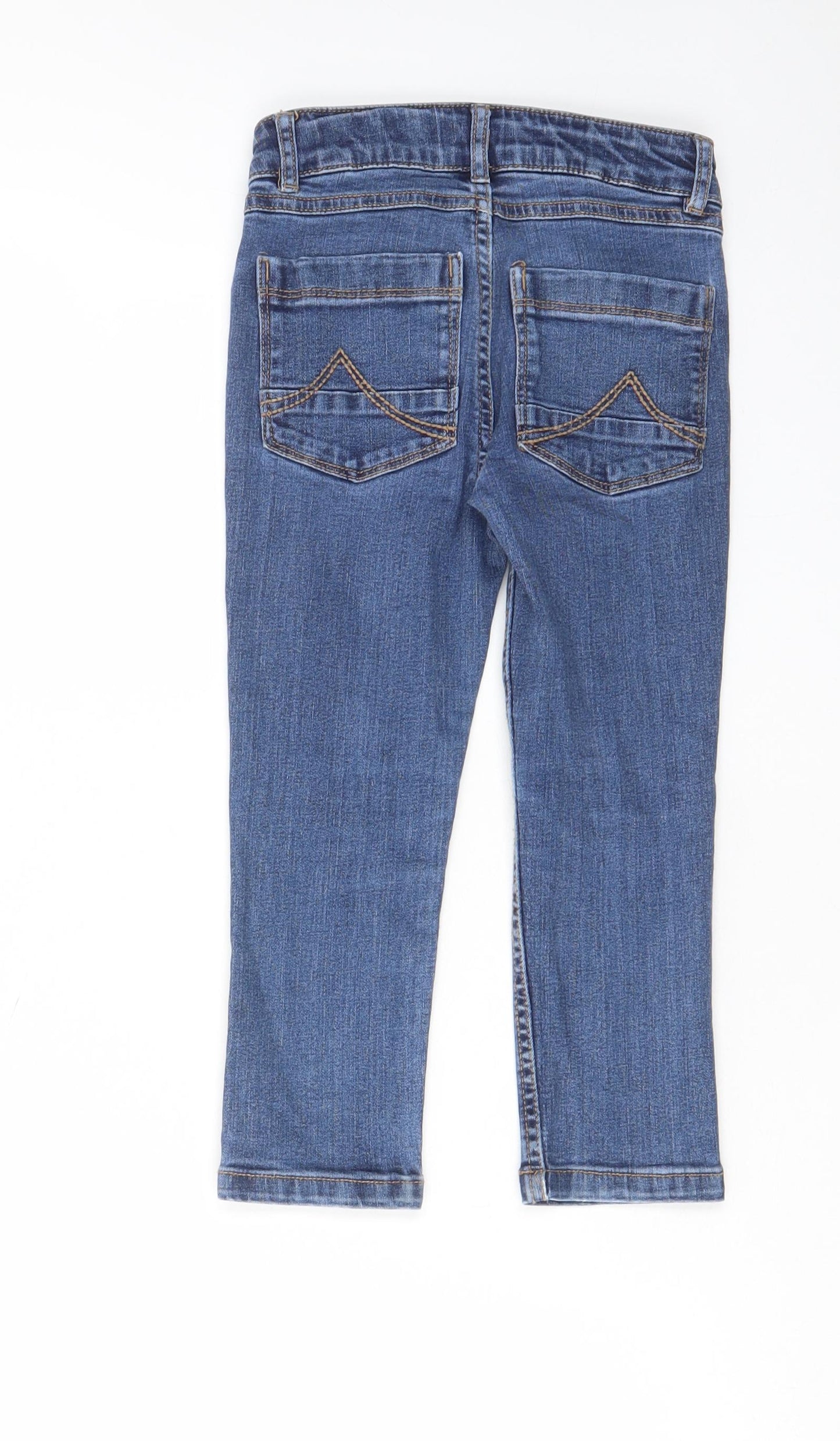 Fat Face Boys Blue Cotton Straight Jeans Size 4 Years Regular Zip - Pockets, Belt Loops