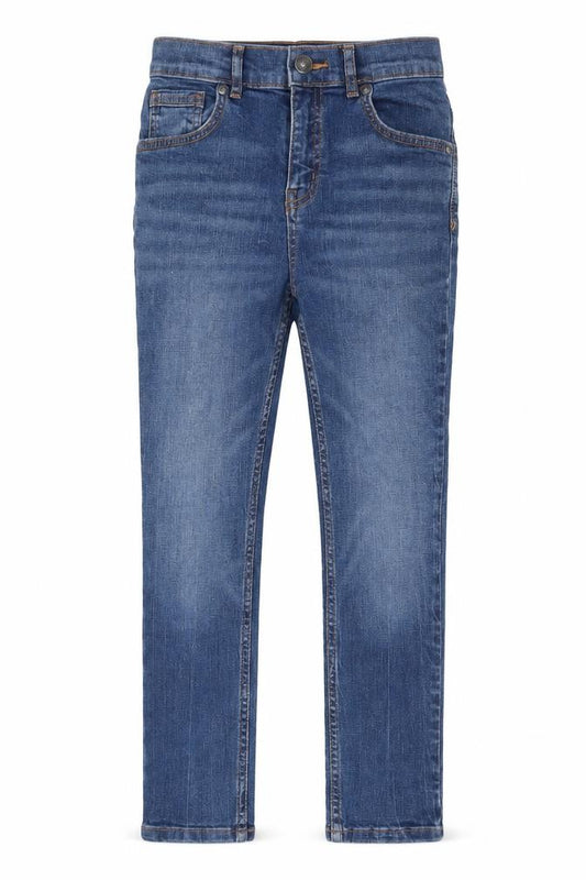 TU Boys Blue Cotton Skinny Jeans Size 9 Months L22 in Regular Zip - Pockets, Belt Loops