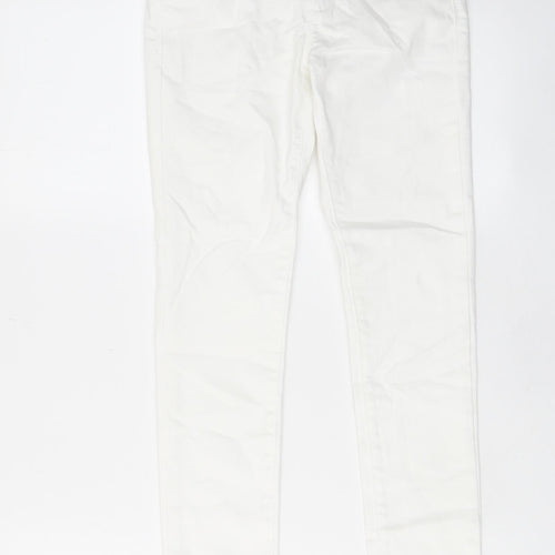 Gap Girls White Cotton Skinny Jeans Size 10 Years L25 in Regular Zip - Pockets, Belt Loops