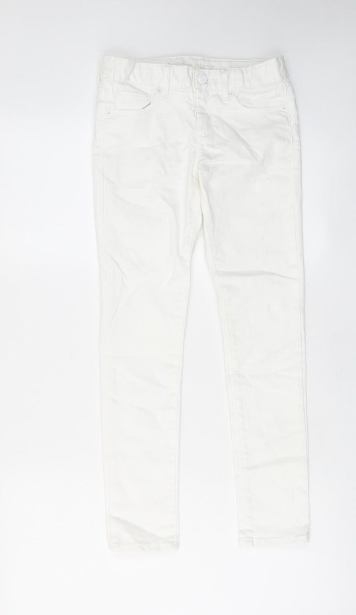 Gap Girls White Cotton Skinny Jeans Size 10 Years L25 in Regular Zip - Pockets, Belt Loops
