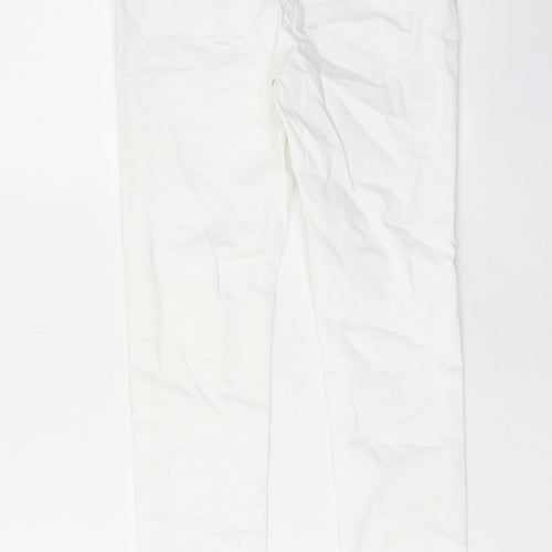 Gap Girls White Cotton Skinny Jeans Size 10 Years L25 in Regular Zip - Pockets, Belt Loops