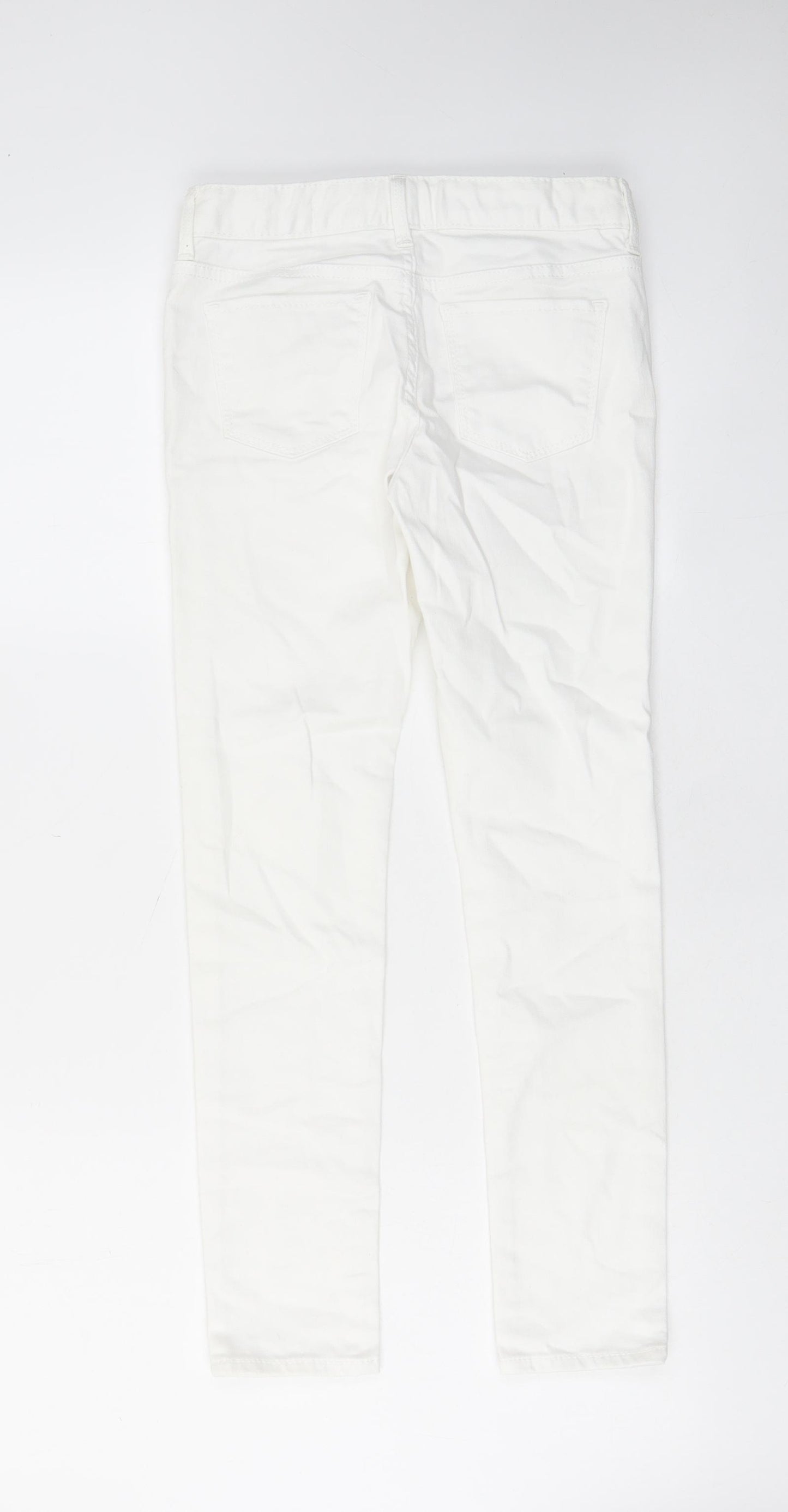 Gap Girls White Cotton Skinny Jeans Size 10 Years L25 in Regular Zip - Pockets, Belt Loops