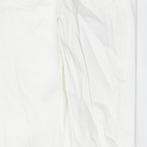 Gap Girls White Cotton Skinny Jeans Size 10 Years L25 in Regular Zip - Pockets, Belt Loops