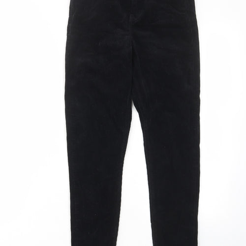 Topshop Womens Black Cotton Trousers Size 26 in L30 in Regular Zip - Pockets, Belt Loops
