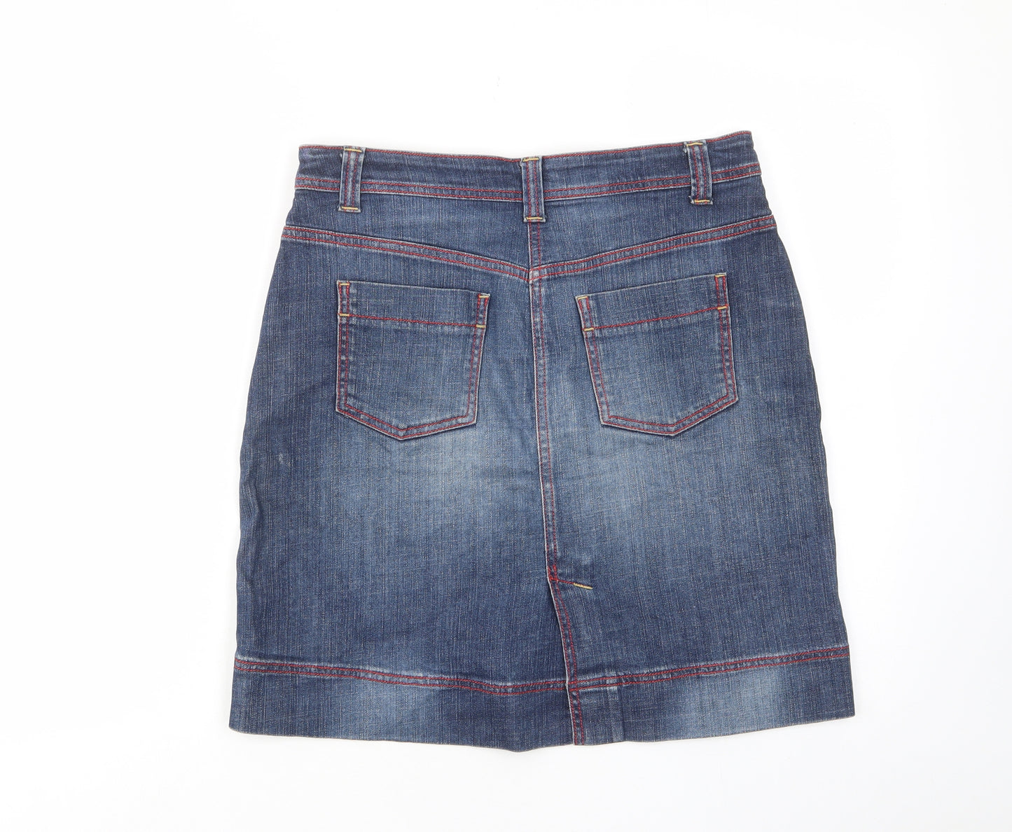 Boden Womens Blue Cotton A-Line Skirt Size 12 Zip - Pockets, Belt Loops