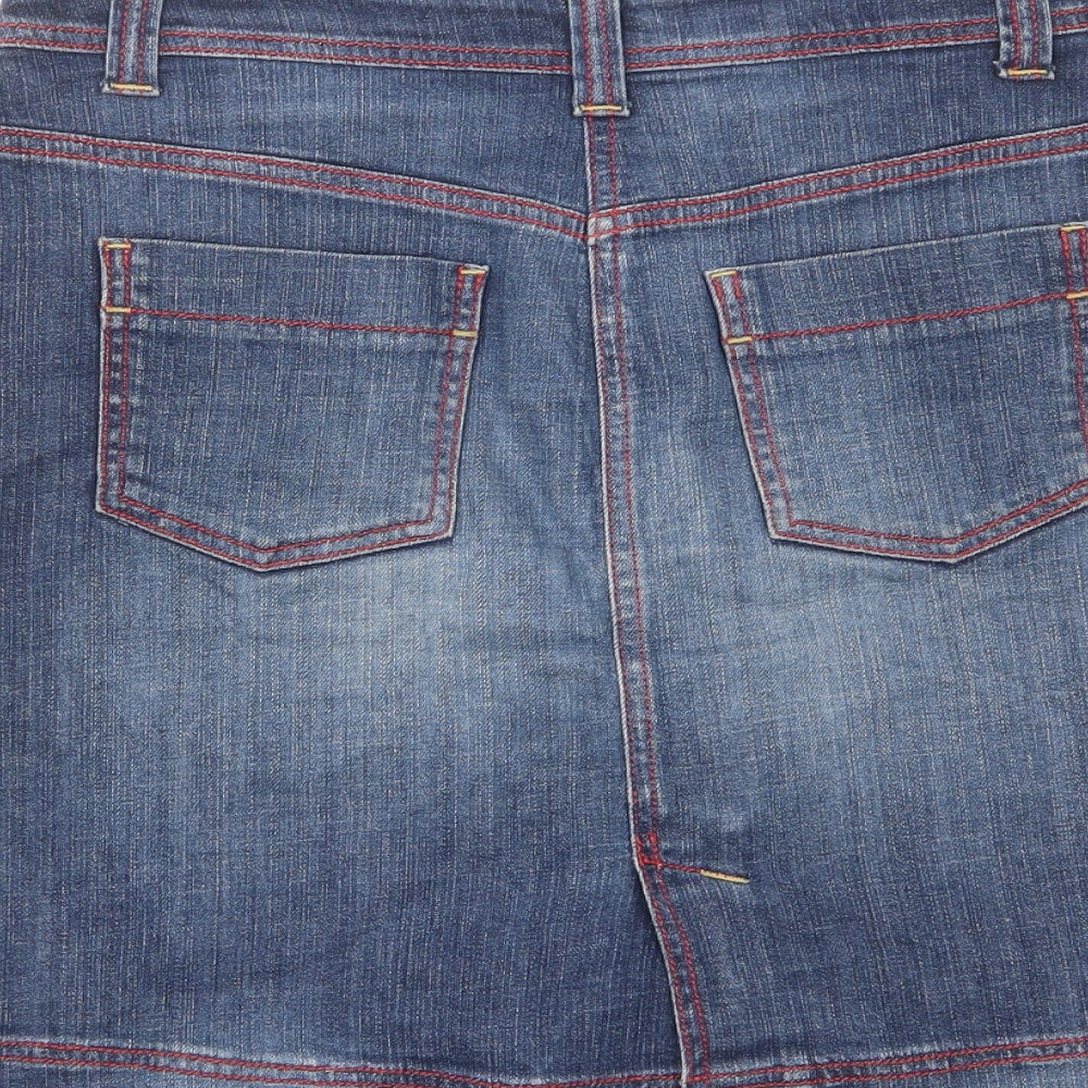 Boden Womens Blue Cotton A-Line Skirt Size 12 Zip - Pockets, Belt Loops