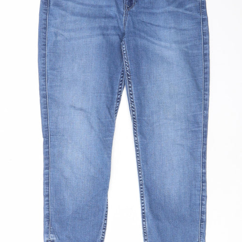 Lee Womens Blue Cotton Cropped Jeans Size 29 in L31 in Regular Zip - Pockets, Belt Loops, Logo, Zips