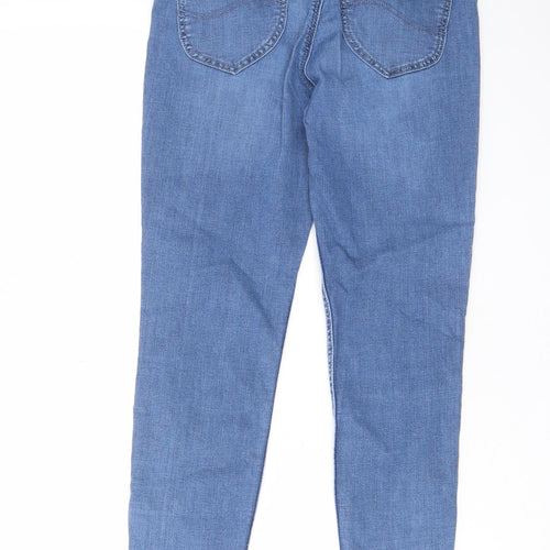 Lee Womens Blue Cotton Cropped Jeans Size 29 in L31 in Regular Zip - Pockets, Belt Loops, Logo, Zips