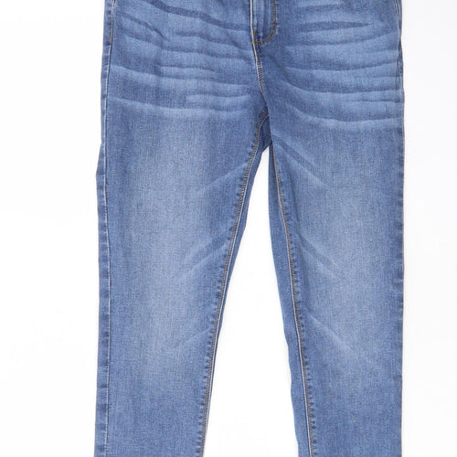 Denim & Co. Womens Blue Cotton Skinny Jeans Size 14 L25 in Regular Zip - Pockets, Belt Loops