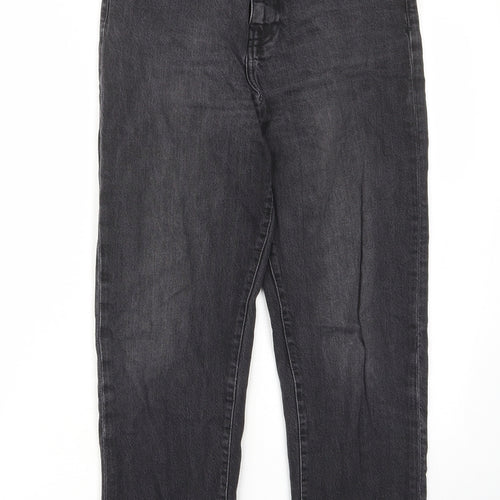 Zara Womens Grey Cotton Straight Jeans Size 8 L28 in Regular Zip - Pockets, Belt Loops
