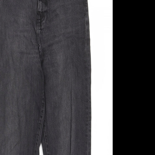Zara Womens Grey Cotton Straight Jeans Size 8 L28 in Regular Zip - Pockets, Belt Loops