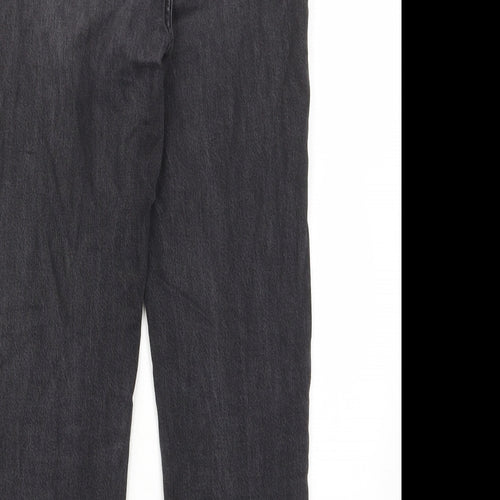Zara Womens Grey Cotton Straight Jeans Size 8 L28 in Regular Zip - Pockets, Belt Loops