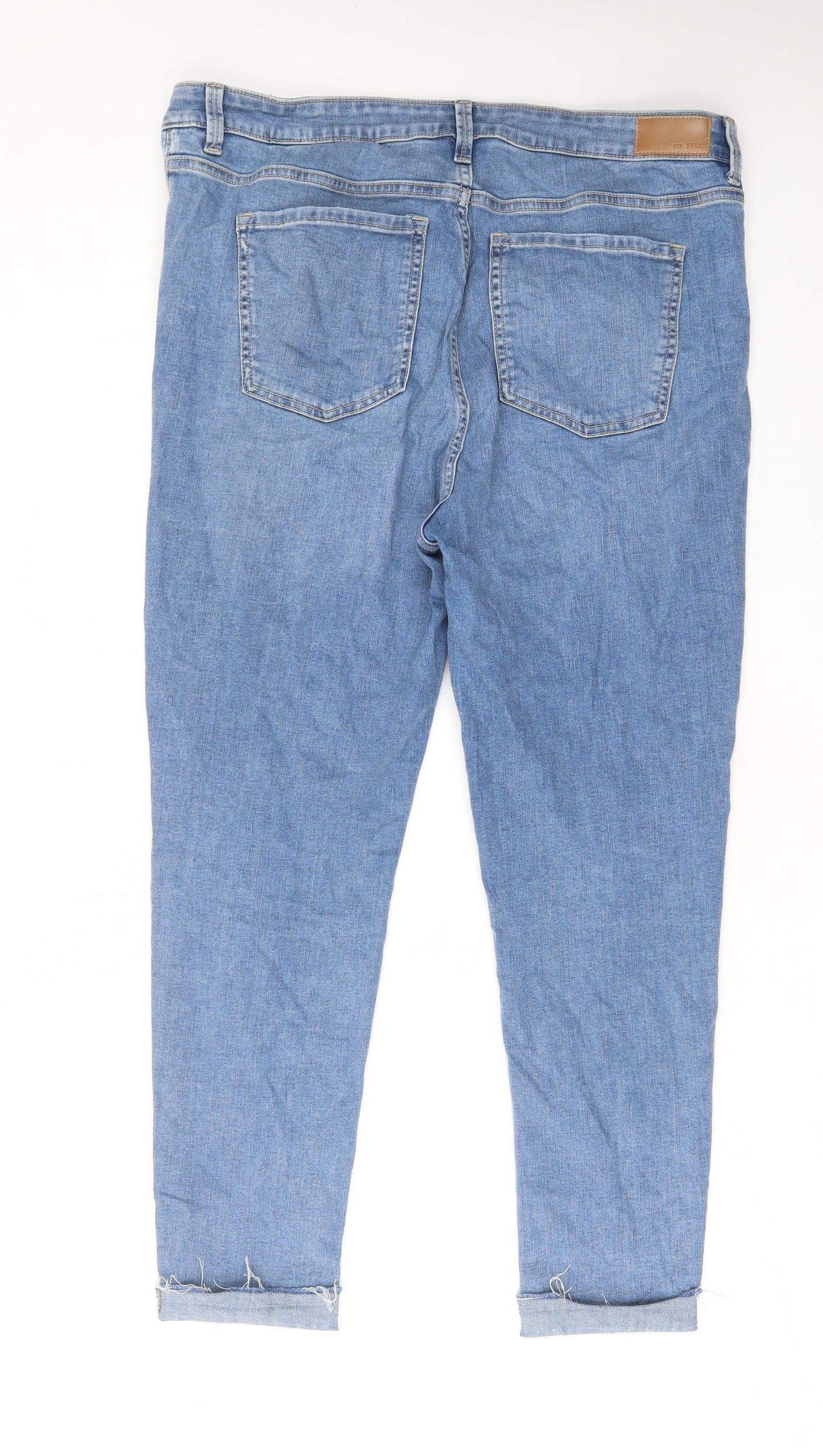Marks and Spencer Womens Blue Cotton Skinny Jeans Size 18 L27 in Regular Zip - Pockets, Belt Loops