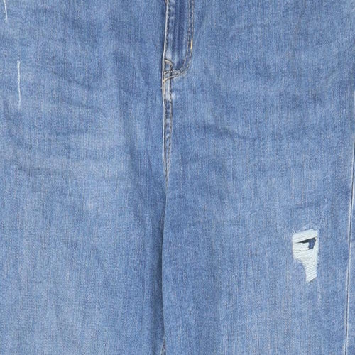 Marks and Spencer Womens Blue Cotton Skinny Jeans Size 18 L27 in Regular Zip - Pockets, Belt Loops