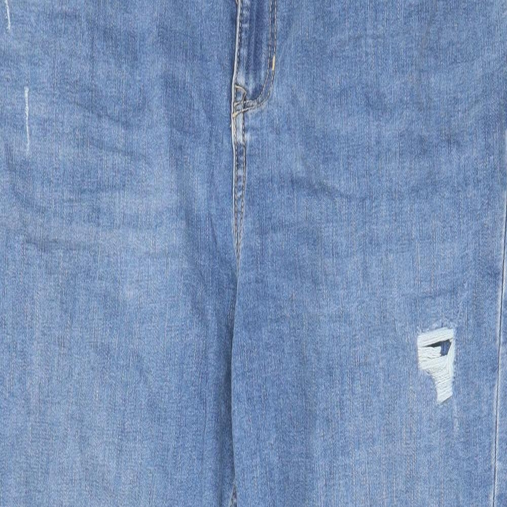 Marks and Spencer Womens Blue Cotton Skinny Jeans Size 18 L27 in Regular Zip - Pockets, Belt Loops