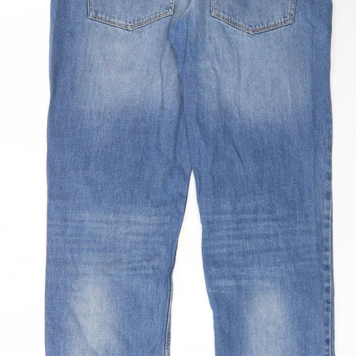 TU Mens Blue Cotton Straight Jeans Size 34 in L34 in Regular Zip - Pockets, Belt Loops