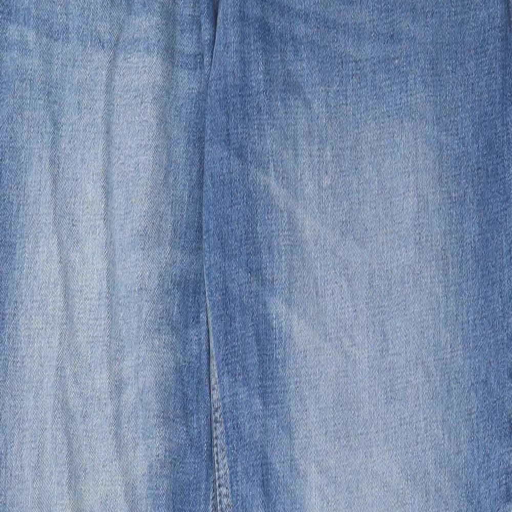 TU Mens Blue Cotton Straight Jeans Size 34 in L34 in Regular Zip - Pockets, Belt Loops