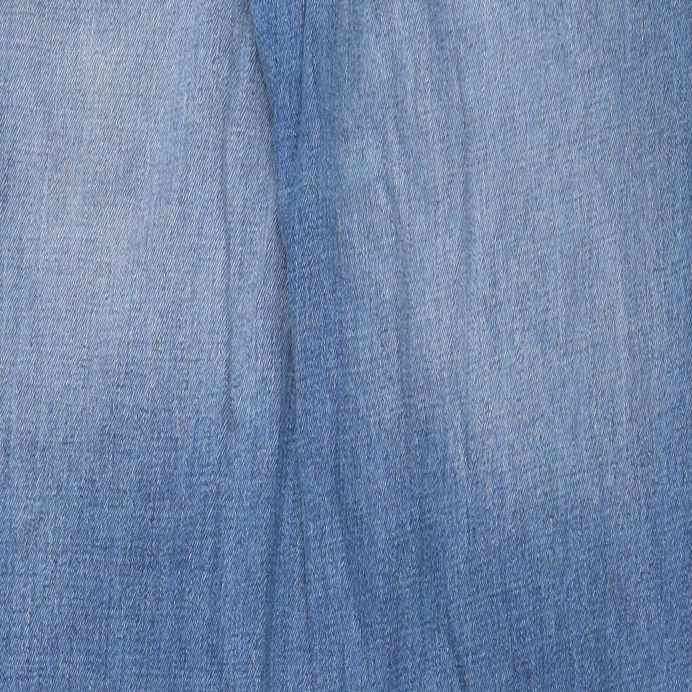 TU Mens Blue Cotton Straight Jeans Size 34 in L34 in Regular Zip - Pockets, Belt Loops