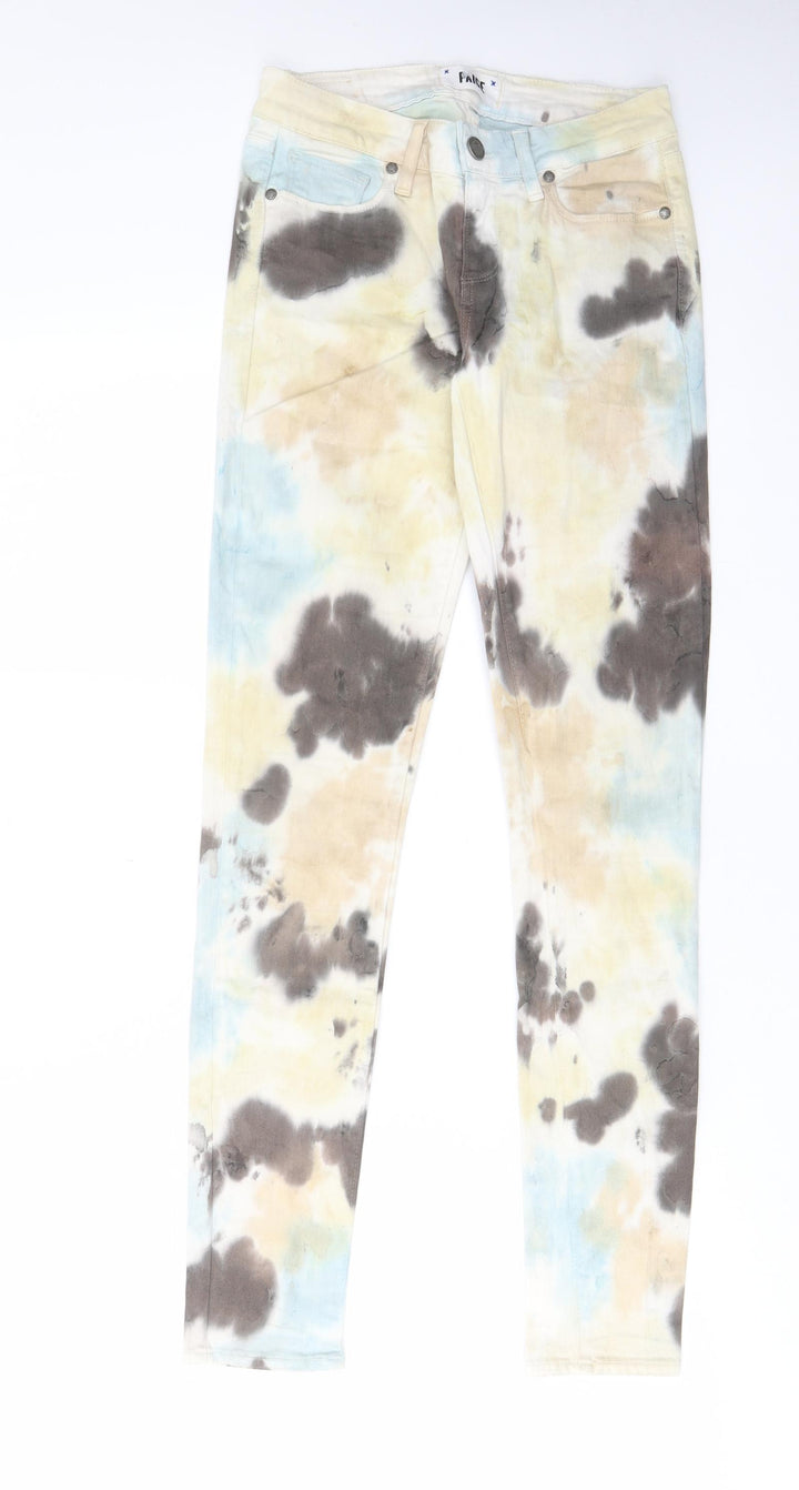 Paige Womens Multicoloured Geometric Cotton Skinny Jeans Size 26 in L30 in Regular Zip - Tie-Dye