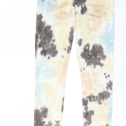 Paige Womens Multicoloured Geometric Cotton Skinny Jeans Size 26 in L30 in Regular Zip - Tie-Dye