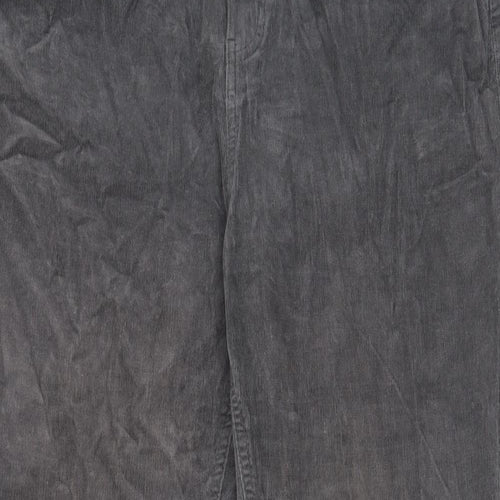 Marks and Spencer Womens Grey Cotton Trousers Size 20 L28 in Regular Zip - Pockets, Belt Loops