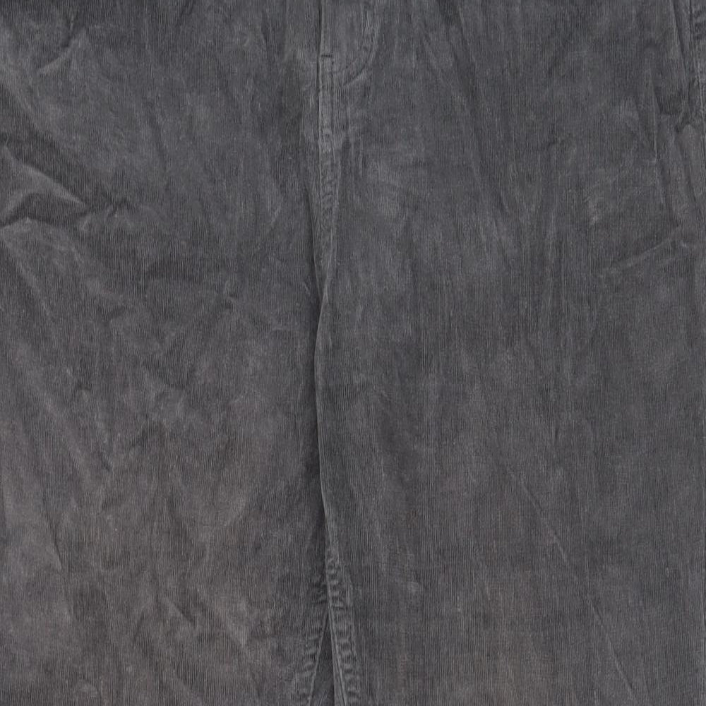 Marks and Spencer Womens Grey Cotton Trousers Size 20 L28 in Regular Zip - Pockets, Belt Loops