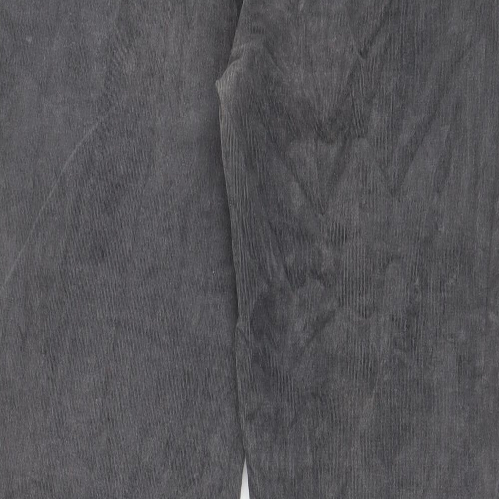 Marks and Spencer Womens Grey Cotton Trousers Size 20 L28 in Regular Zip - Pockets, Belt Loops