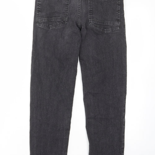 Nutmeg Girls Grey Cotton Straight Jeans Size 12-13 Years L27 in Regular Zip - Pockets, Belt Loops, Adjustable waist