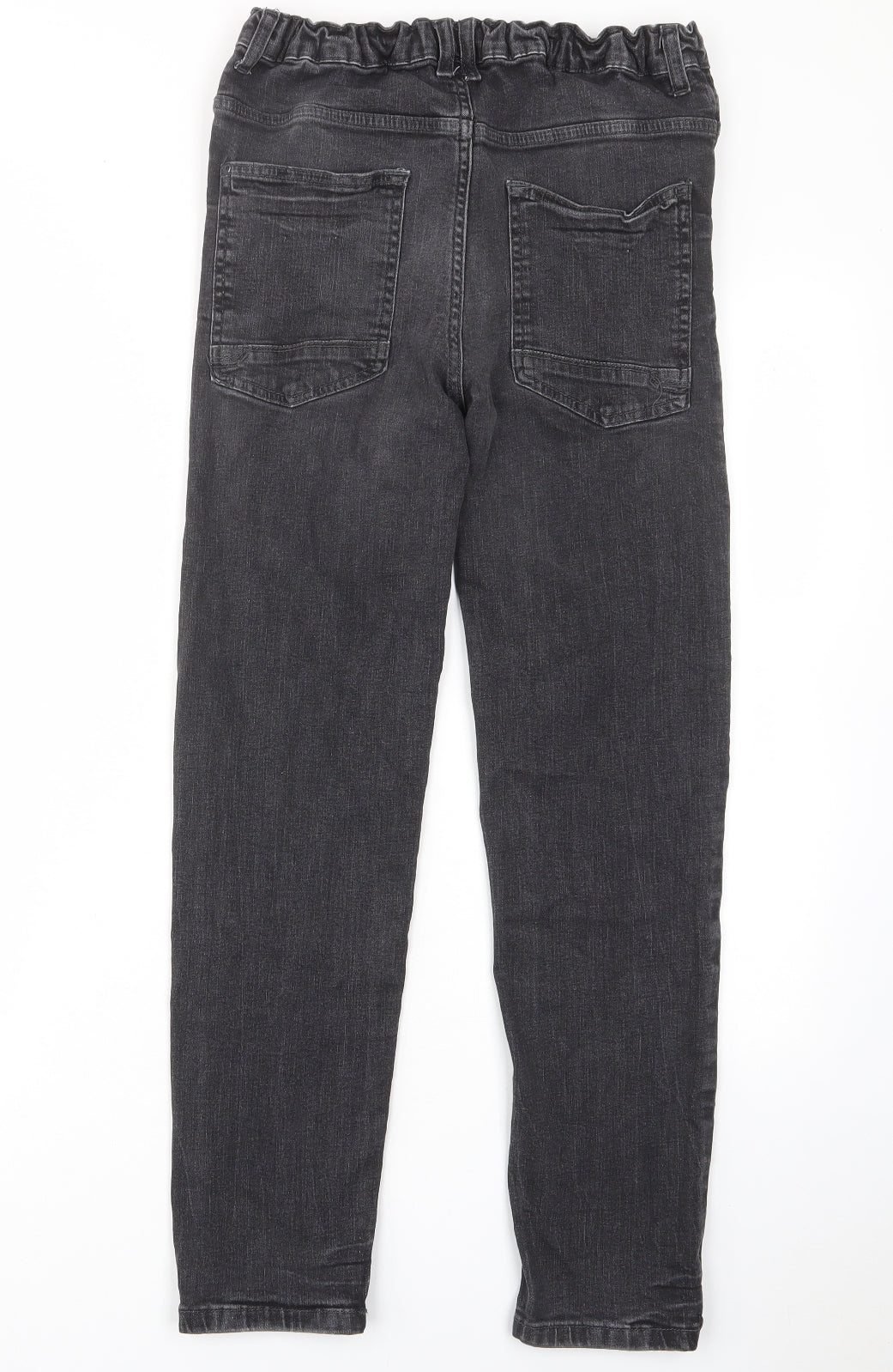 Nutmeg Girls Grey Cotton Straight Jeans Size 12-13 Years L27 in Regular Zip - Pockets, Belt Loops, Adjustable waist