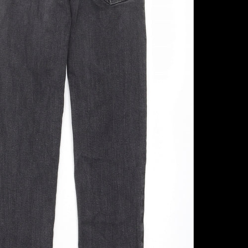 Nutmeg Girls Grey Cotton Straight Jeans Size 12-13 Years L27 in Regular Zip - Pockets, Belt Loops, Adjustable waist