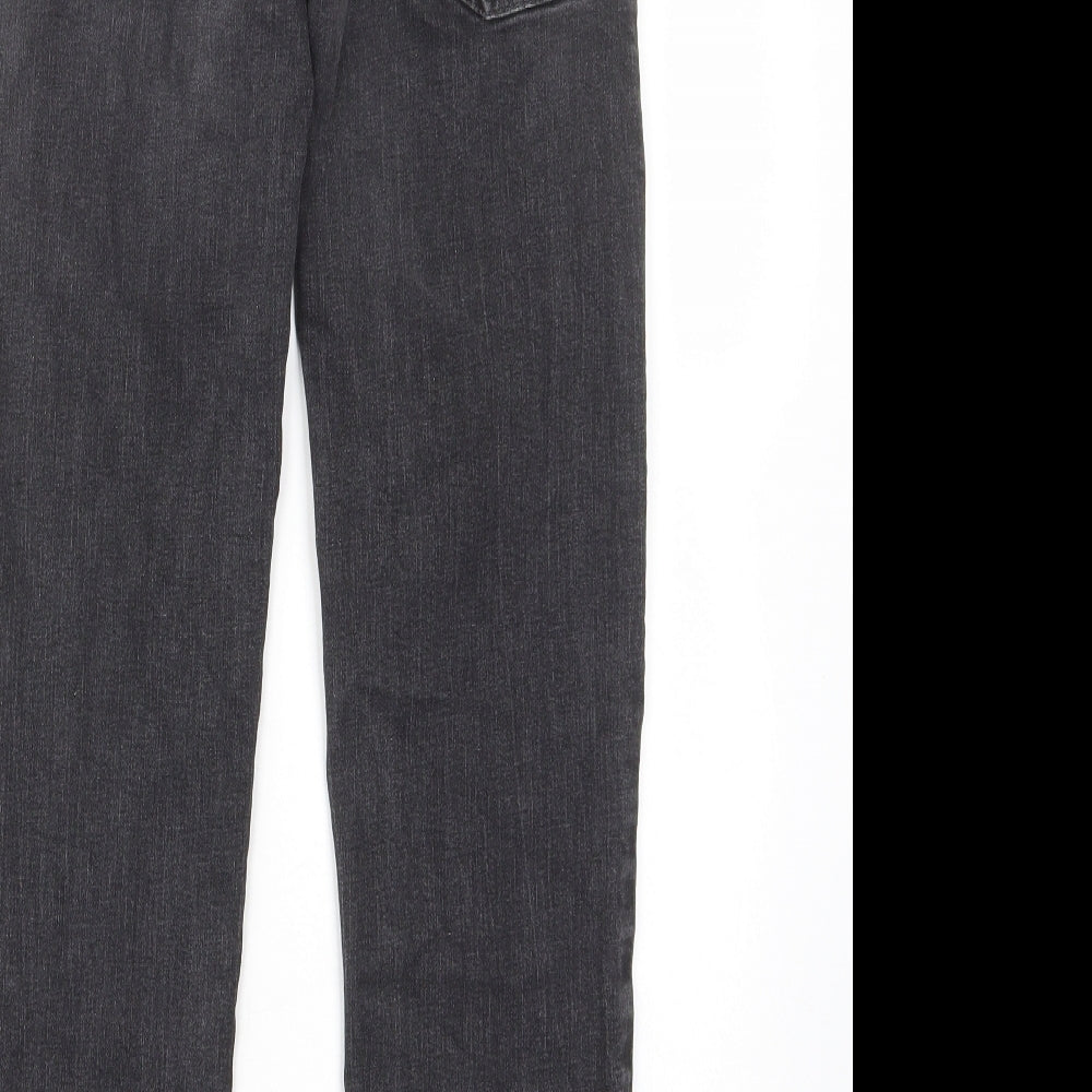 Nutmeg Girls Grey Cotton Straight Jeans Size 12-13 Years L27 in Regular Zip - Pockets, Belt Loops, Adjustable waist
