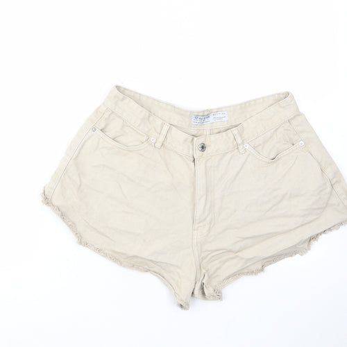 Denim & Supply Womens Beige Cotton Hot Pants Shorts Size 12 L3 in Regular Zip - Pockets, Belt Loops