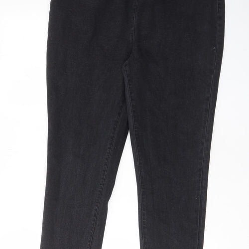EWM Womens Black Cotton Straight Jeans Size 16 L27 in Slim - Elastic waist