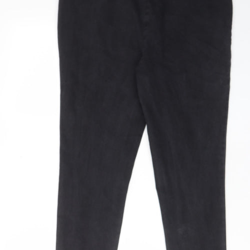 EWM Womens Black Cotton Straight Jeans Size 16 L27 in Slim - Elastic waist