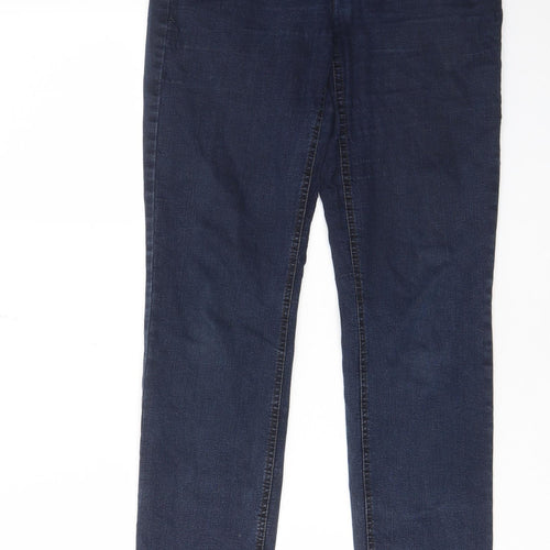 Magic Womens Blue Cotton Straight Jeans Size 10 L31 in Regular Zip - Pockets, Belt Loops