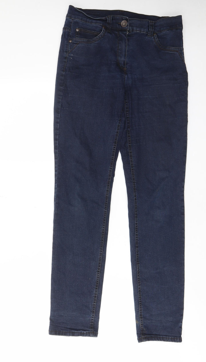 Magic Womens Blue Cotton Straight Jeans Size 10 L31 in Regular Zip - Pockets, Belt Loops