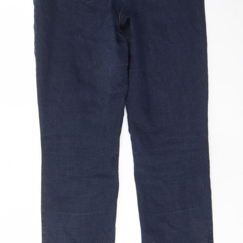Magic Womens Blue Cotton Straight Jeans Size 10 L31 in Regular Zip - Pockets, Belt Loops