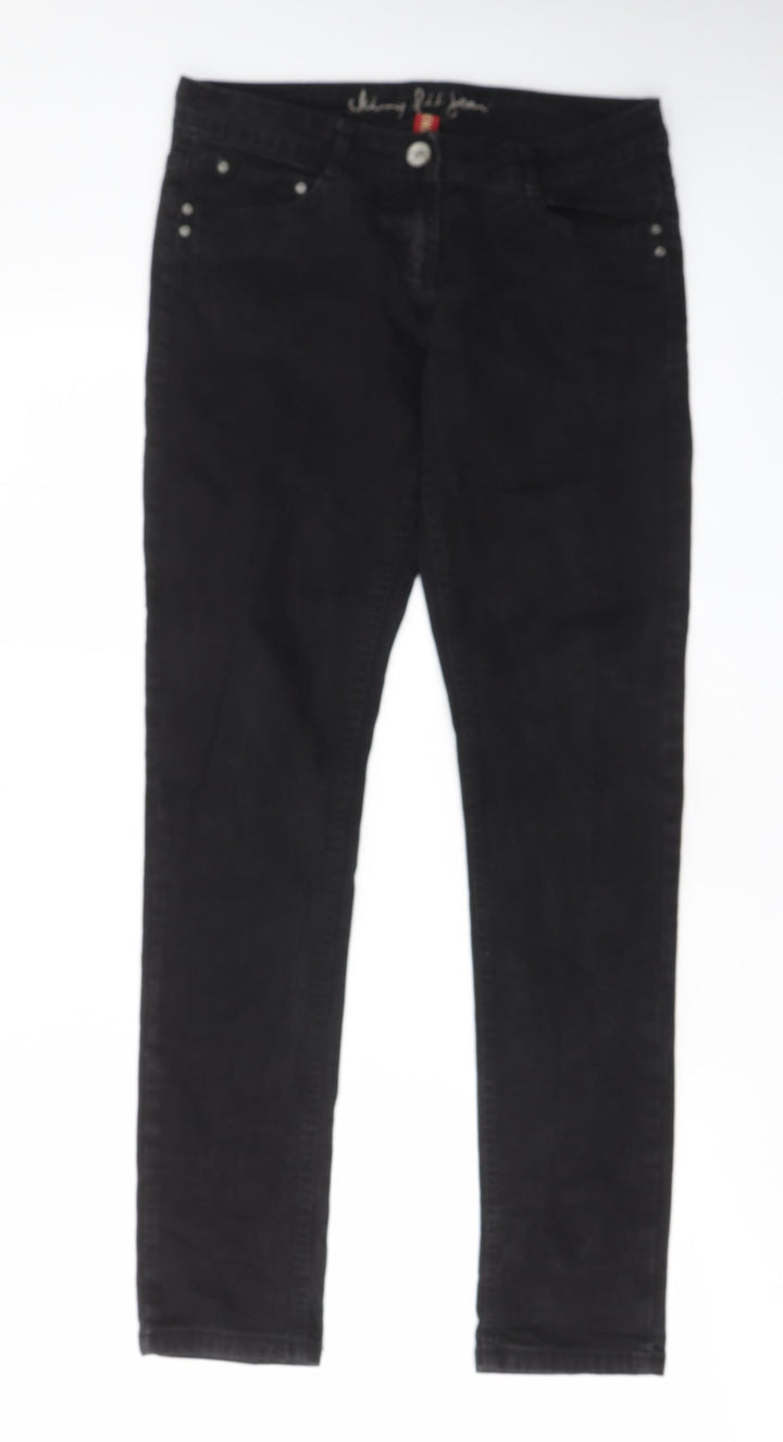 Denim & Co. Womens Black Cotton Skinny Jeans Size 12 L30 in Regular Zip - Pockets, Belt Loops