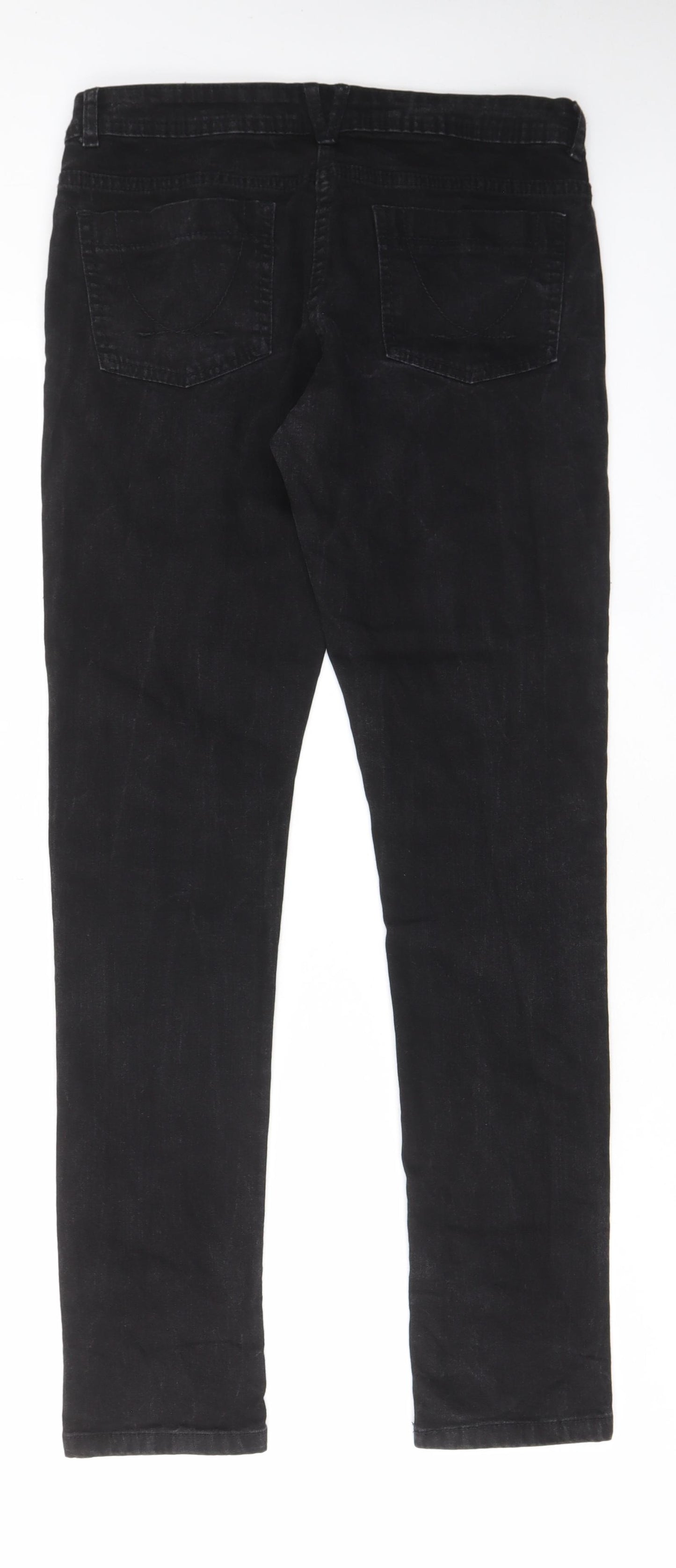 Denim & Co. Womens Black Cotton Skinny Jeans Size 12 L30 in Regular Zip - Pockets, Belt Loops