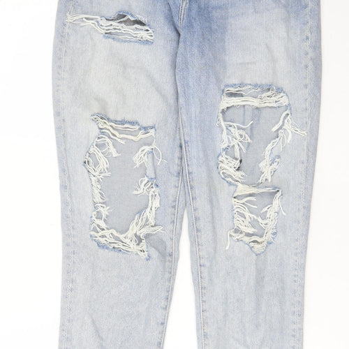 H&M Womens Blue Cotton Straight Jeans Size 10 L28 in Regular Zip - Pockets, Belt Loops