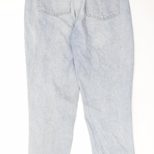 H&M Womens Blue Cotton Straight Jeans Size 10 L28 in Regular Zip - Pockets, Belt Loops