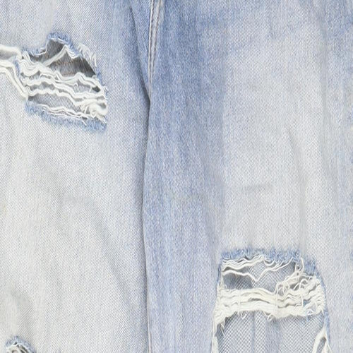 H&M Womens Blue Cotton Straight Jeans Size 10 L28 in Regular Zip - Pockets, Belt Loops