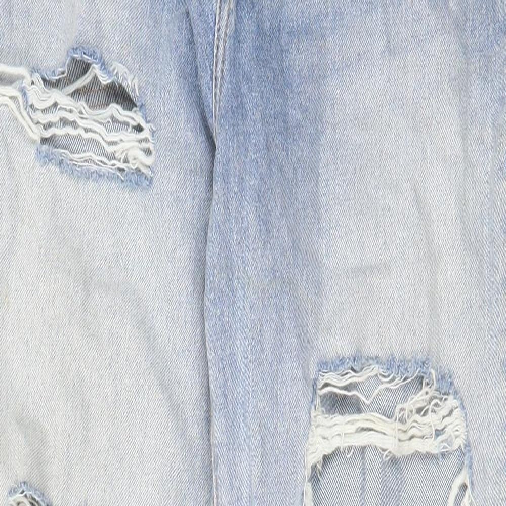 H&M Womens Blue Cotton Straight Jeans Size 10 L28 in Regular Zip - Pockets, Belt Loops