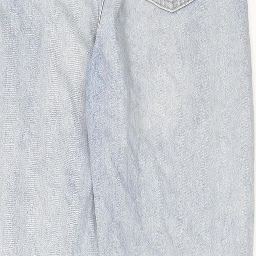 H&M Womens Blue Cotton Straight Jeans Size 10 L28 in Regular Zip - Pockets, Belt Loops