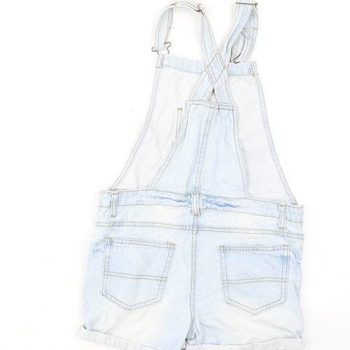 Denim & Co. Girls Blue Cotton Dungaree One-Piece Size 10-11 Years Button - Pockets, Belt Loops
