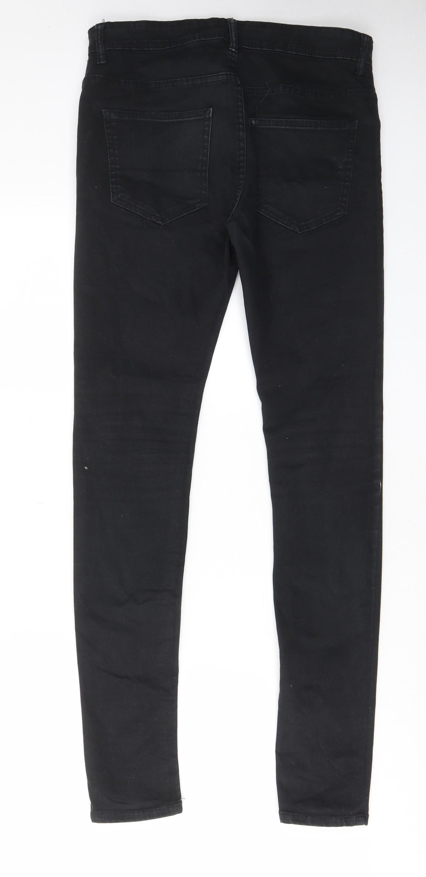 Denim & Co. Mens Black Cotton Skinny Jeans Size 32 in L34 in Regular Zip - Pockets, Belt Loops