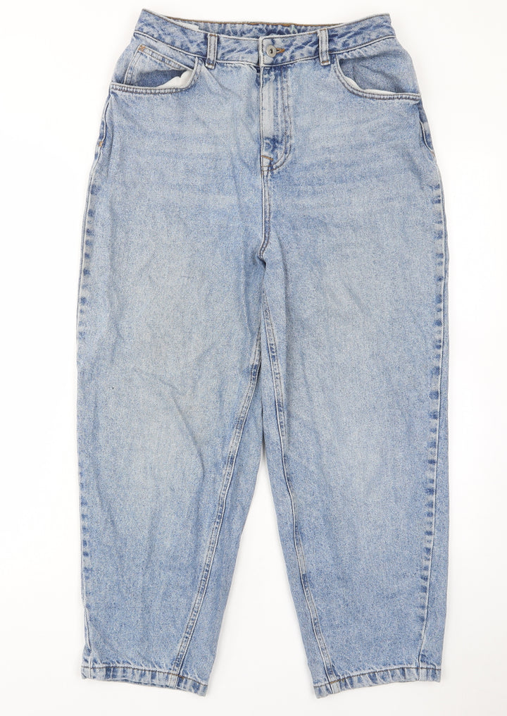 COLLUSION Womens Blue Cotton Boyfriend Jeans Size 30 in L32 in Regular Button - Pockets, Belt Loops