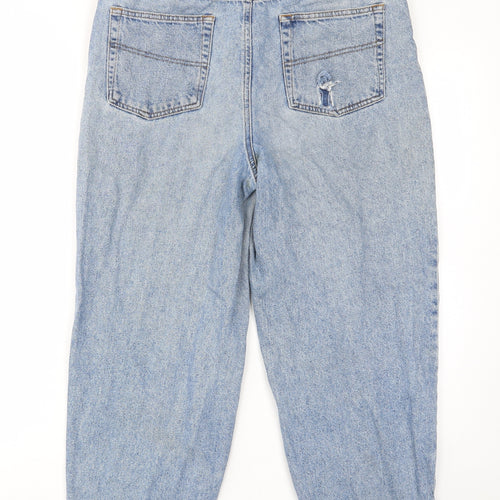 COLLUSION Womens Blue Cotton Boyfriend Jeans Size 30 in L32 in Regular Button - Pockets, Belt Loops
